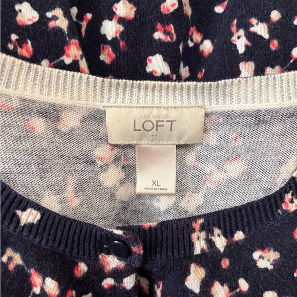 LOFT Navy and Pink Floral Cardigan - Picture 8 of 9